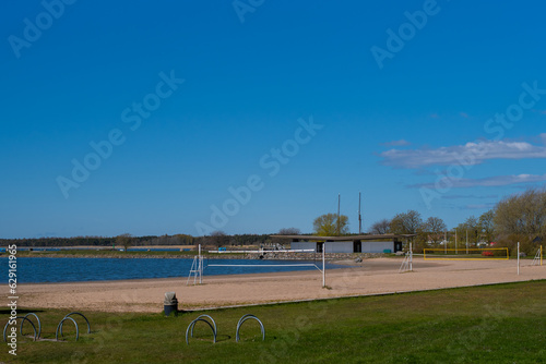 Kuressaare beach (Estonian - Kuressaare rand) on a sunny spring day. Saaremaa island, Estonia.
