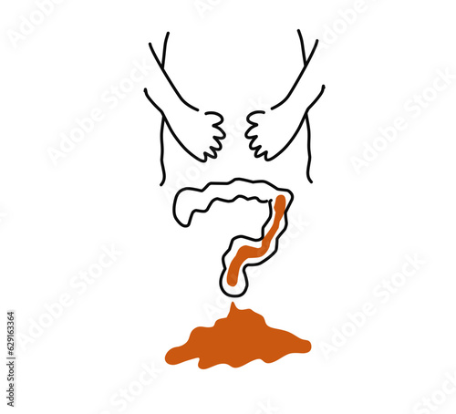 hands holding stomach Diarrhea passing stools that are looser or more frequent than usual, diarrhea concept