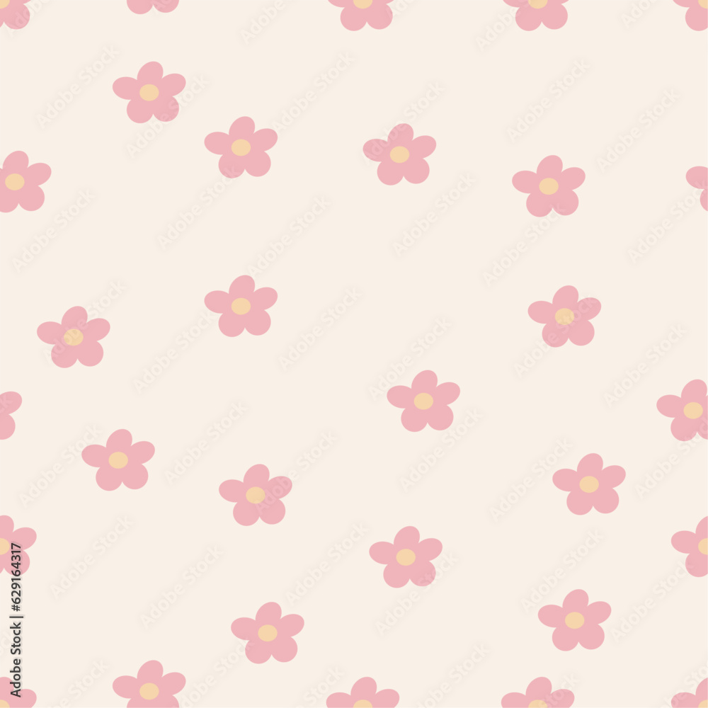 Seamless pattern with pink flowers. Cute pattern in small flower. Cozy design. Vector illustration
