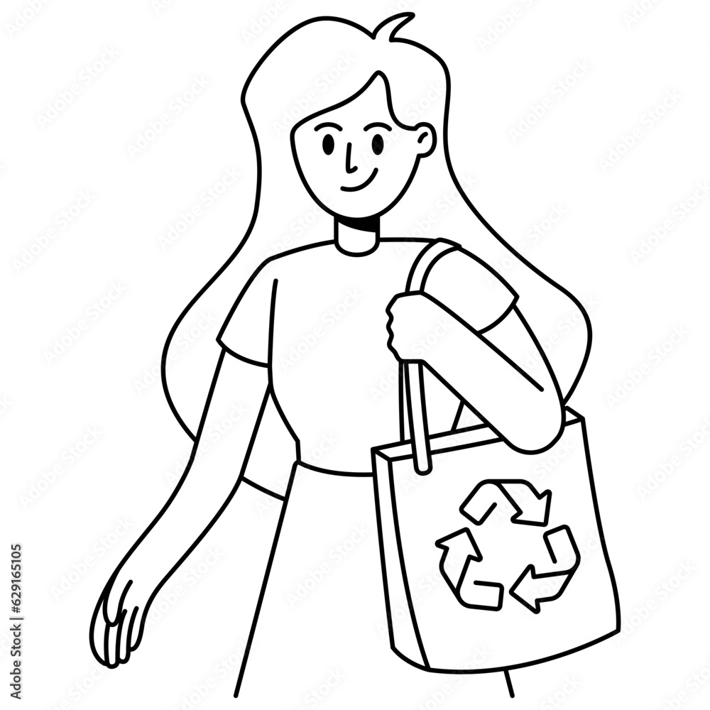 Obraz premium woman holding cloth eco bag
