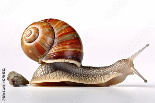 Snail Insect On White Background, Generative Ai