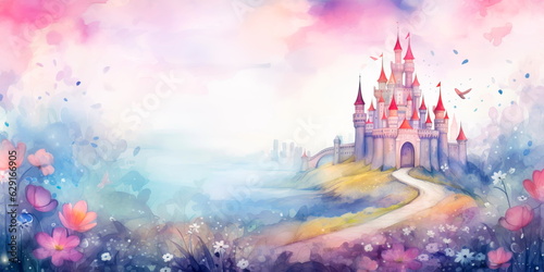 watercolor background with a whimsical and fairytale-like theme, perfect for children's book illustrations or magical storytelling.