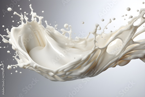 3d  illustration  of milk or white cream splash isolated on white background created  with Generative AI technology