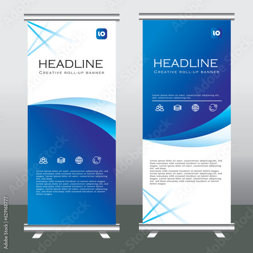 Business Roll up banner vertical template design, for brochure, business, flyer, infographics. modern x-banner and flag-banner advertising. Template vertical roll up banner, vector illustration