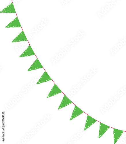 there is a green string with a triangle shaped kite on it