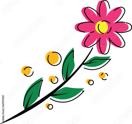 there is a drawing of a flower with a stem and leaves
