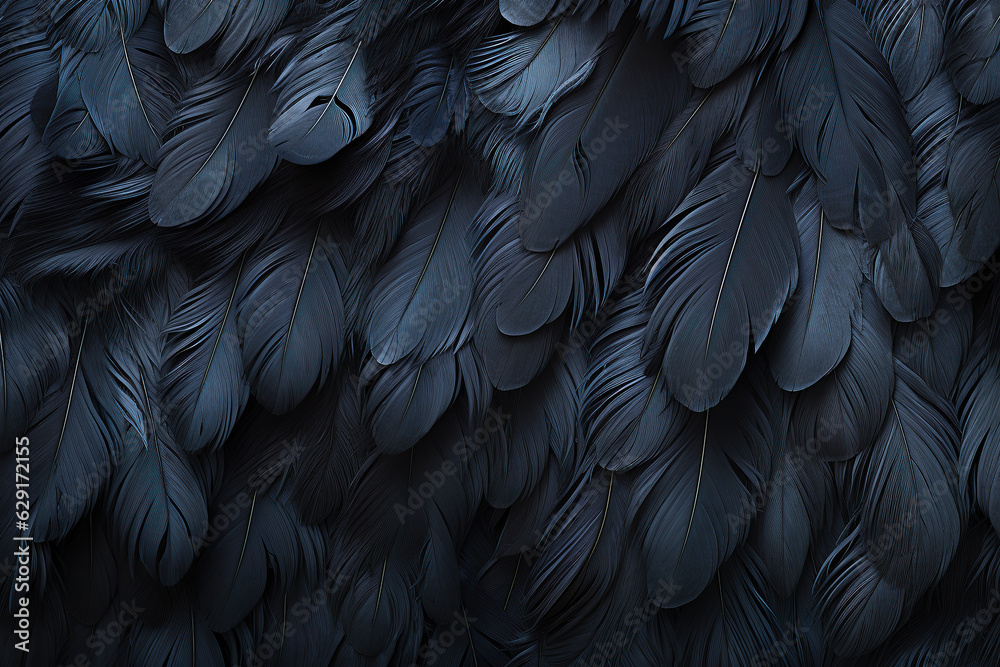Abstract black feather background - obrazy, fototapety, plakaty 