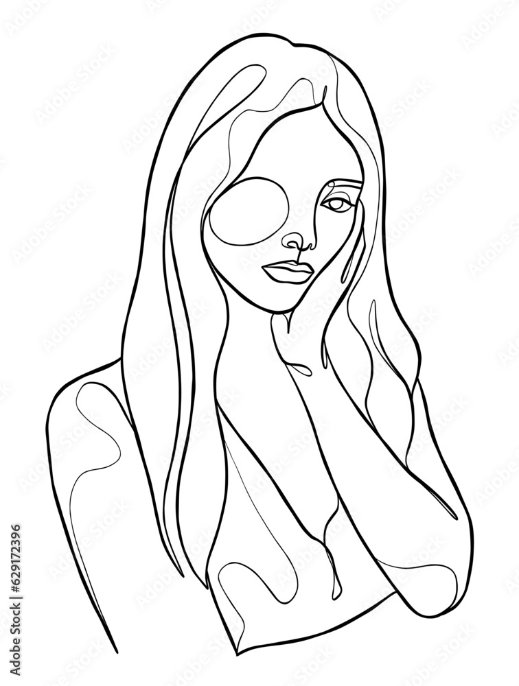 Continuous one line drawing of minimalist woman. Vector illustration. Continuous one line drawing of minimalist woman. Vector illustration.