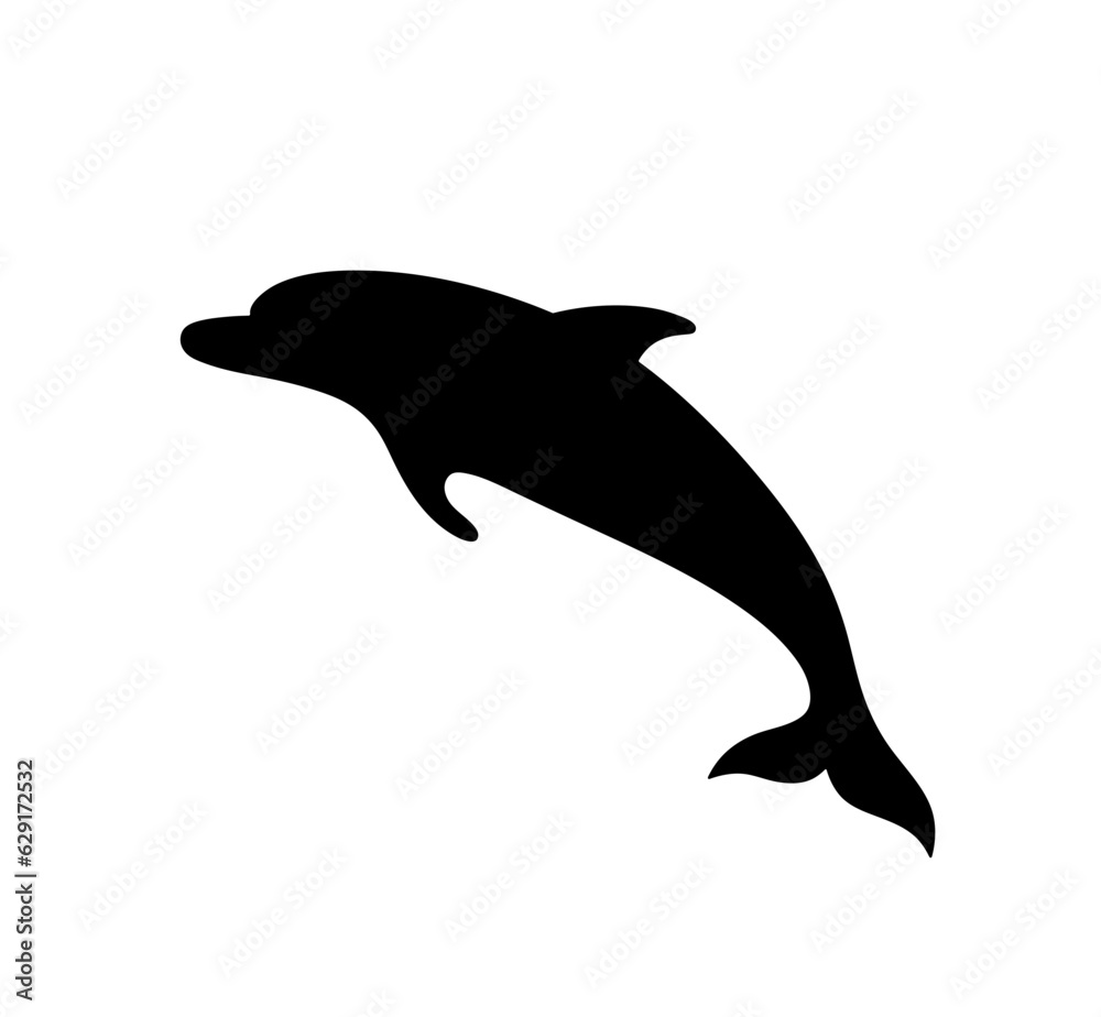 Vector isolated one single swimming or jumping dolpin side view colorless black and white outline silhouette shadow shape Vector isolated one single swimming or jumping dolpin side view colorless black and white outline silhouette shadow shape