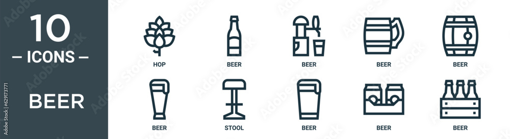 beer outline icon set includes thin line hop, beer, beer, stool icons for report, presentation, diagram, web design beer outline icon set includes thin line hop, beer, beer, stool icons for report, presentation, diagram, web design