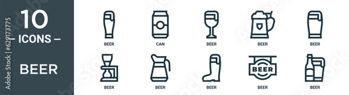 beer outline icon set includes thin line beer, can, beer, icons for report, presentation, diagram, web design