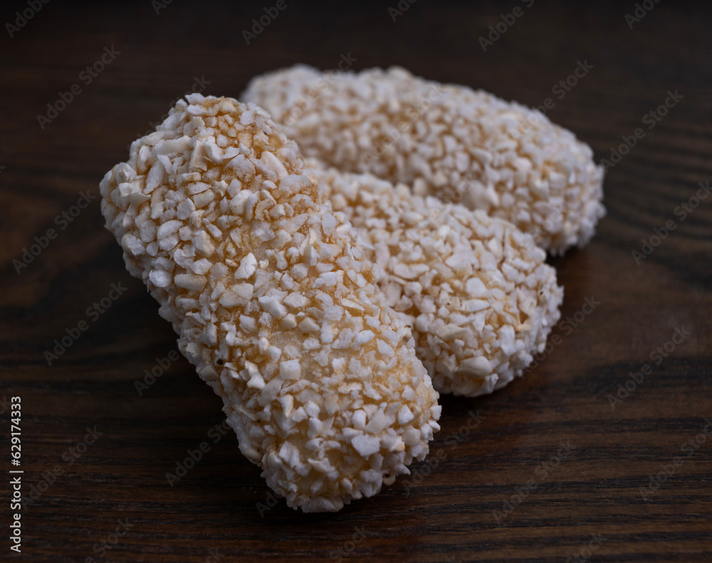 Korean traditional sweets, Yugwa, close-up, white background
