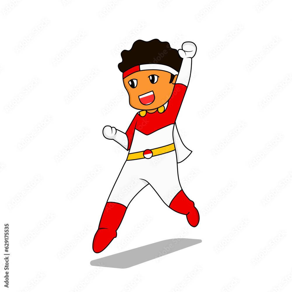Illustration vector graphic of cute character indonesia independent day flat and cartoon style design Illustration vector graphic of cute character indonesia independent day flat and cartoon style design
