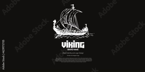 viking ship logo design for company brand and identity