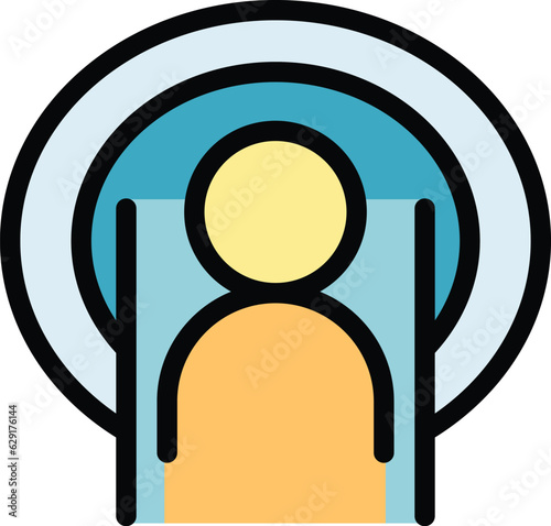 Mri equipment icon outline vector. Magnetic resonance. Medical scanner color flat