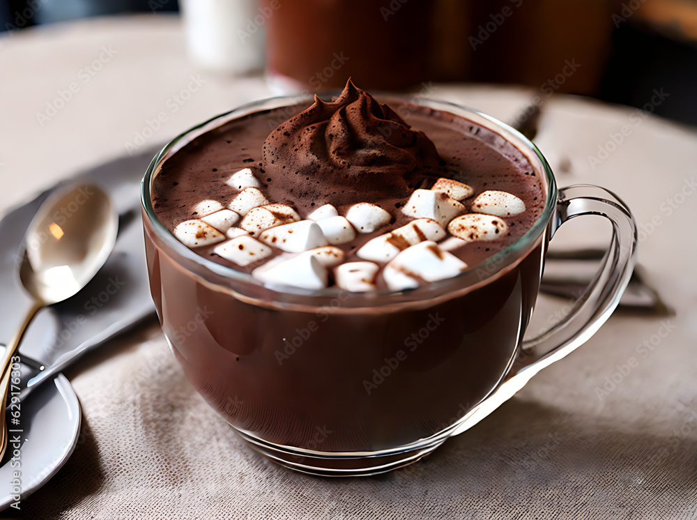 Realistic hot chocolate neutral palette warm lighting. Realistic hot chocolate neutral palette warm lighting.