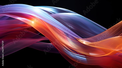 glass translucent wavy composition with gradient transition on dark background