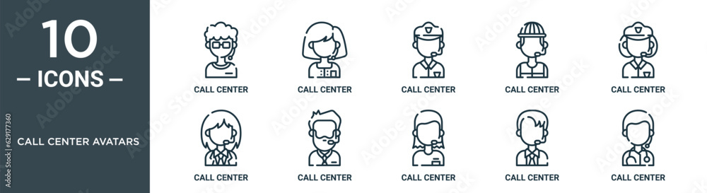 call center avatars outline icon set includes thin line call center, call center, icons for report, presentation, diagram, web design call center avatars outline icon set includes thin line call center, call center, icons for report, presentation, diagram, web design