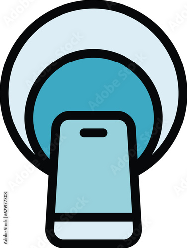 Top mri icon outline vector. Magnetic resonance. Medical scan color flat