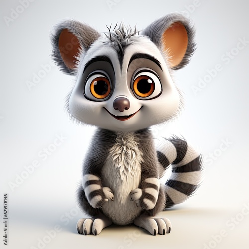 cute madagascar lemur - cartoon illustration created using generative Ai tools