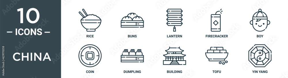 china outline icon set includes thin line rice, buns, lantern, firecracker, boy, coin, dumpling icons for report, presentation, diagram, web design china outline icon set includes thin line rice, buns, lantern, firecracker, boy, coin, dumpling icons for report, presentation, diagram, web design