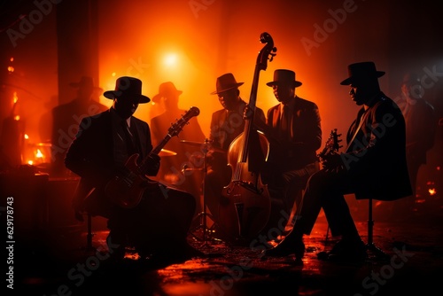 jazz band playing in a nightclub in summertime