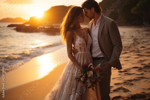 newlyweds enjoying a romantic honeymoon in the caribbean photo