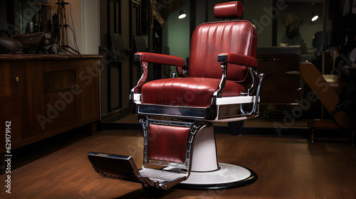 Vintage Heavy Duty Recline Hydraulic Barber Chair, Generative AI
