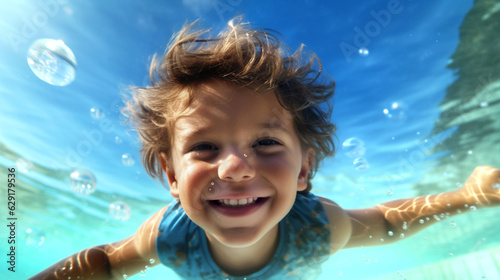 child in the pool  boy happiness face vacation pool © Volodymyr