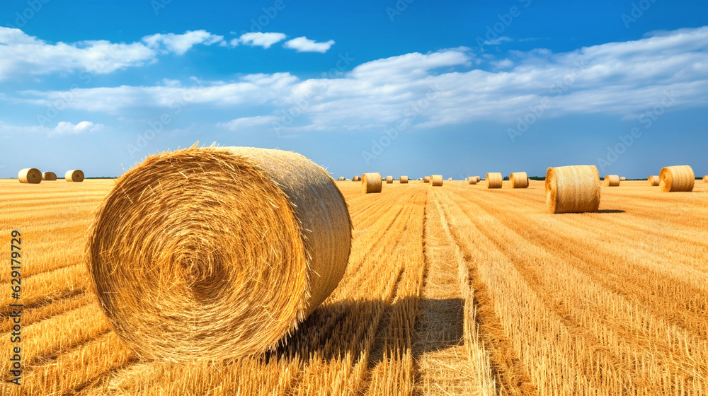 hay bales in the field agriculture farming wallpaper