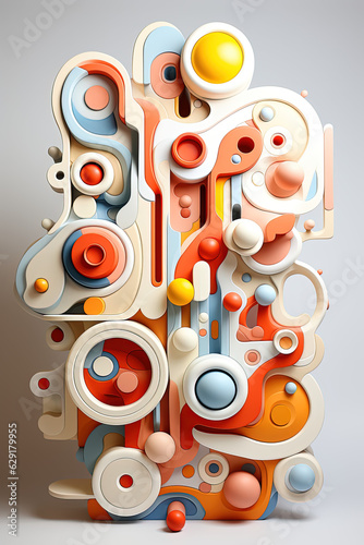 Abstract 3d liquid shapes wallpaper. Colorful pattern  soft undulating three dimensional forms  digital art  gouache  vertical ai poster. Modern trending background generated artificial intelligence.