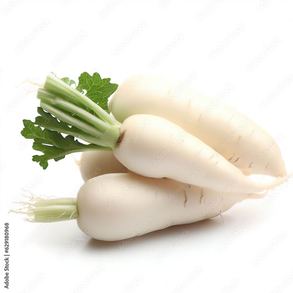 Daikon radishes isolated on white background Daikon radishes isolated on white background