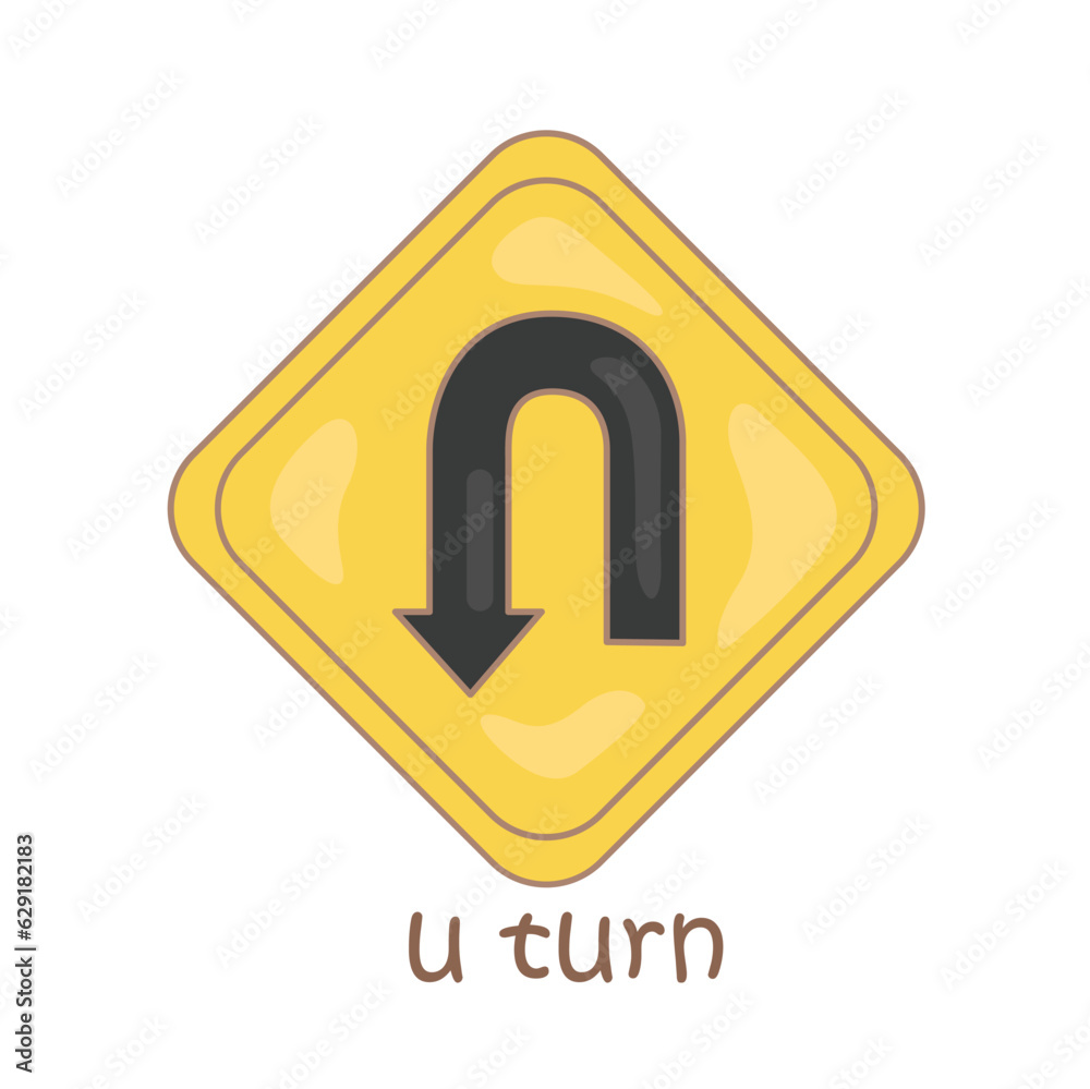Alphabet U For U Turn Vocabulary School Cartoon Illustration Vector Clipart Sticker Alphabet U For U Turn Vocabulary School Cartoon Illustration Vector Clipart Sticker