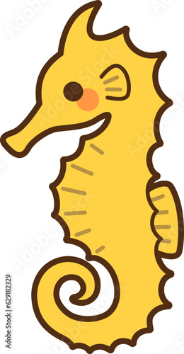 年賀状素材　タツノオトシゴのイラスト（seahorse）