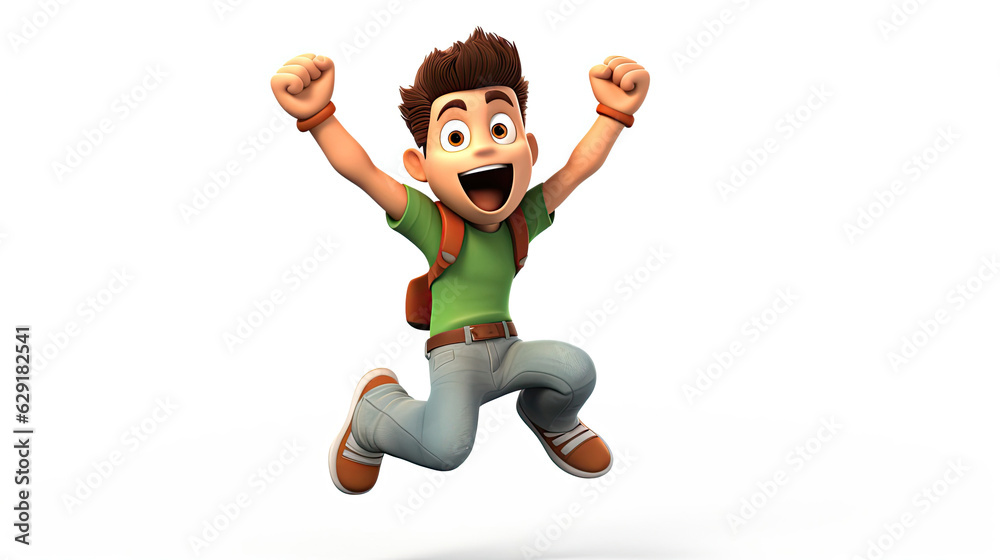 3D cartoon render of a happy man, on white background 3D cartoon render of a happy man, on white background