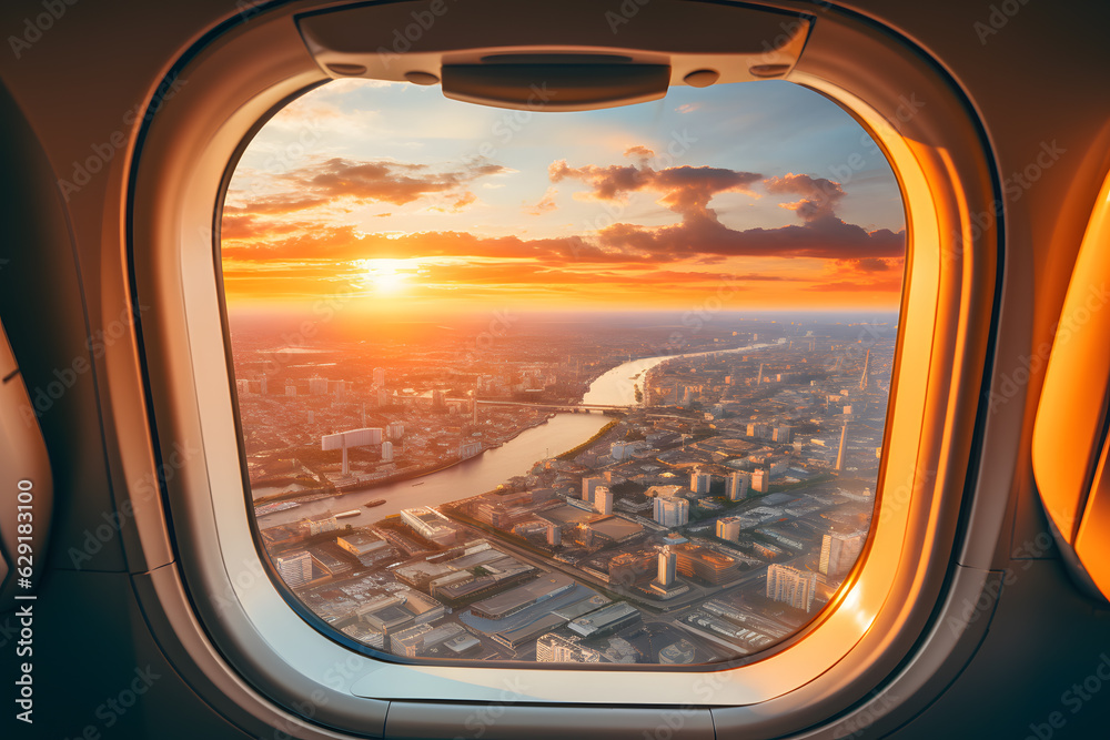 amazing city view from airplane window ai generated art amazing city view from airplane window ai generated art