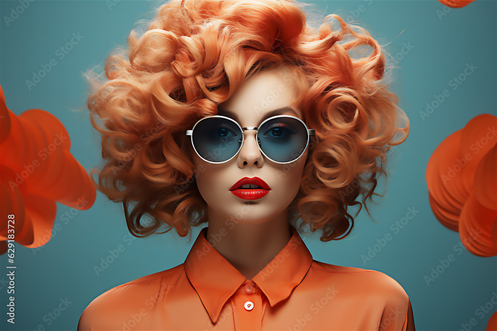 portrait of a woman with red hair and sun glasses