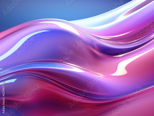 Abstract fluid iridescent holographic neon curved wave in motion colorful background Generative ai
