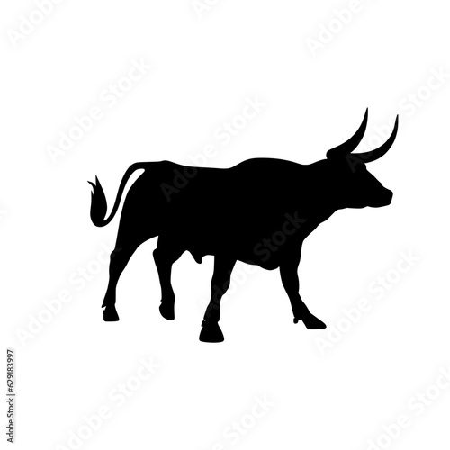 Black silhouette of a bull. Vector illustration of a bull. graphic elements of a matador on white background. black vector icon