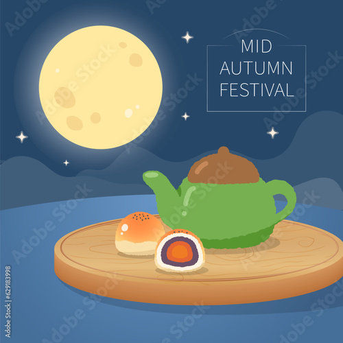 Celebrate the Mid-Autumn Festival by eating mooncakes with tea and admiring the moon at night
