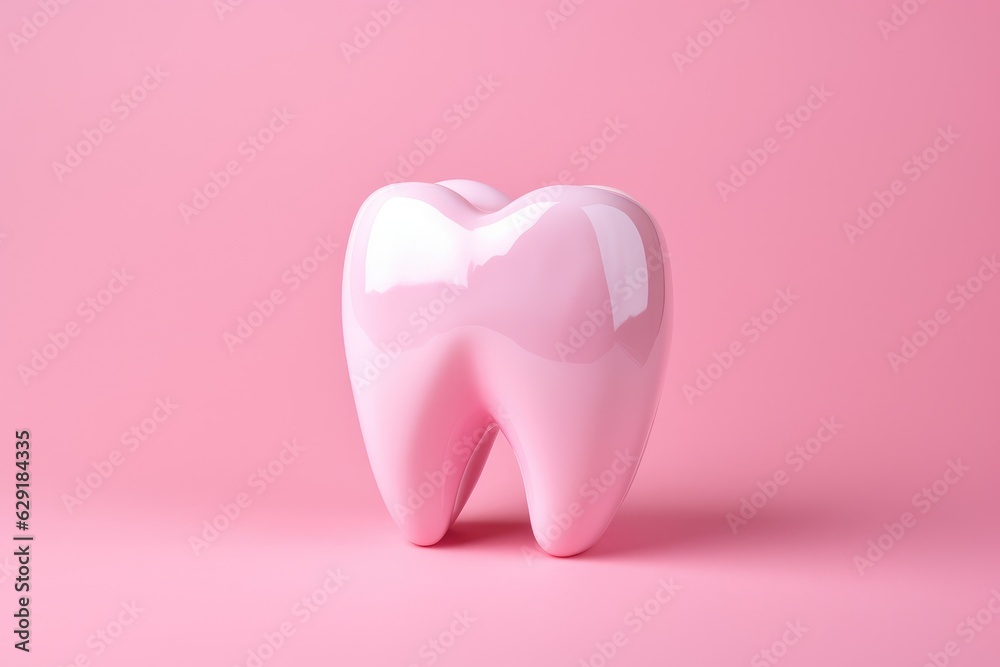 Porcelain Tooth on Pink Background