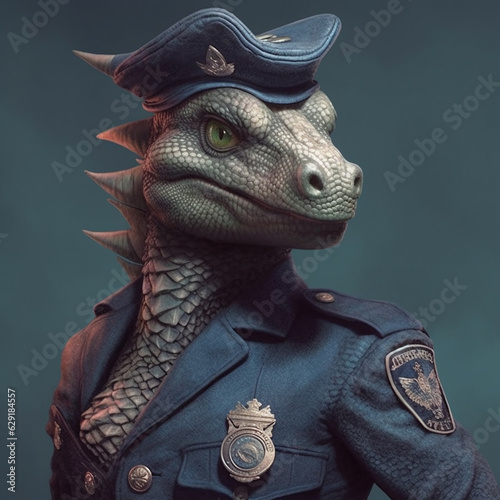 A dragon policeman with a hat 