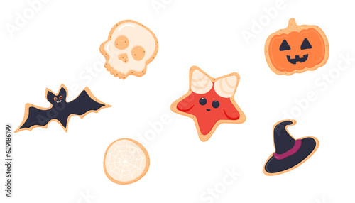 Clipart stickers  Halloween candy  cooky  pumpkin  satan  bat  spider web