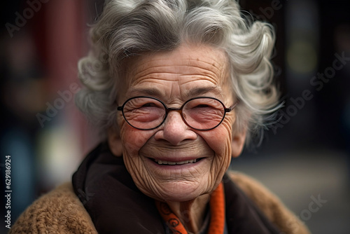 Smiling of happy elderly senior female. happy woman. Generated AI 