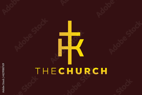 Trendy and Professional letter K church sign Christian and peaceful vector logo