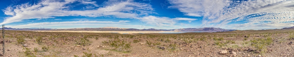 Panoramic view of Lake Powell with surrounding desert