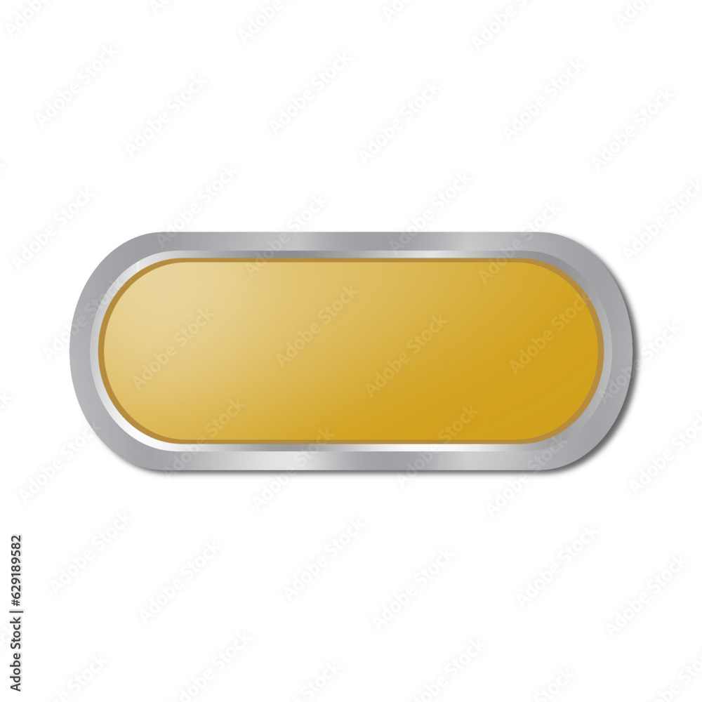 Gold Rounded Rectangle Button on White Gold Rounded Rectangle Button on White