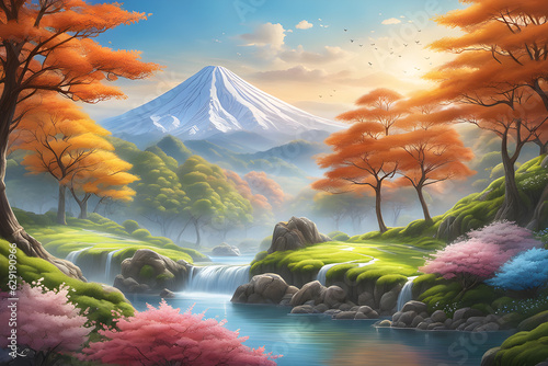  a serene landscape that captures the changing seasons. Generative AI