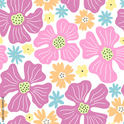 Modern seamless pattern with flowers. 