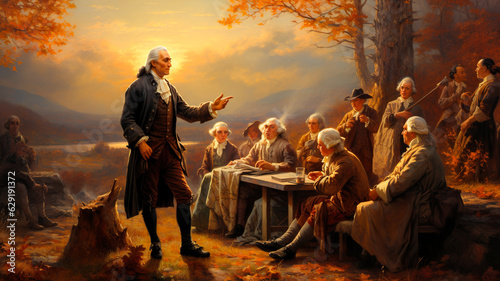 The first proclamation of Thanksgiving. George Washington announced that Thanksgiving would be on November 26th. photo